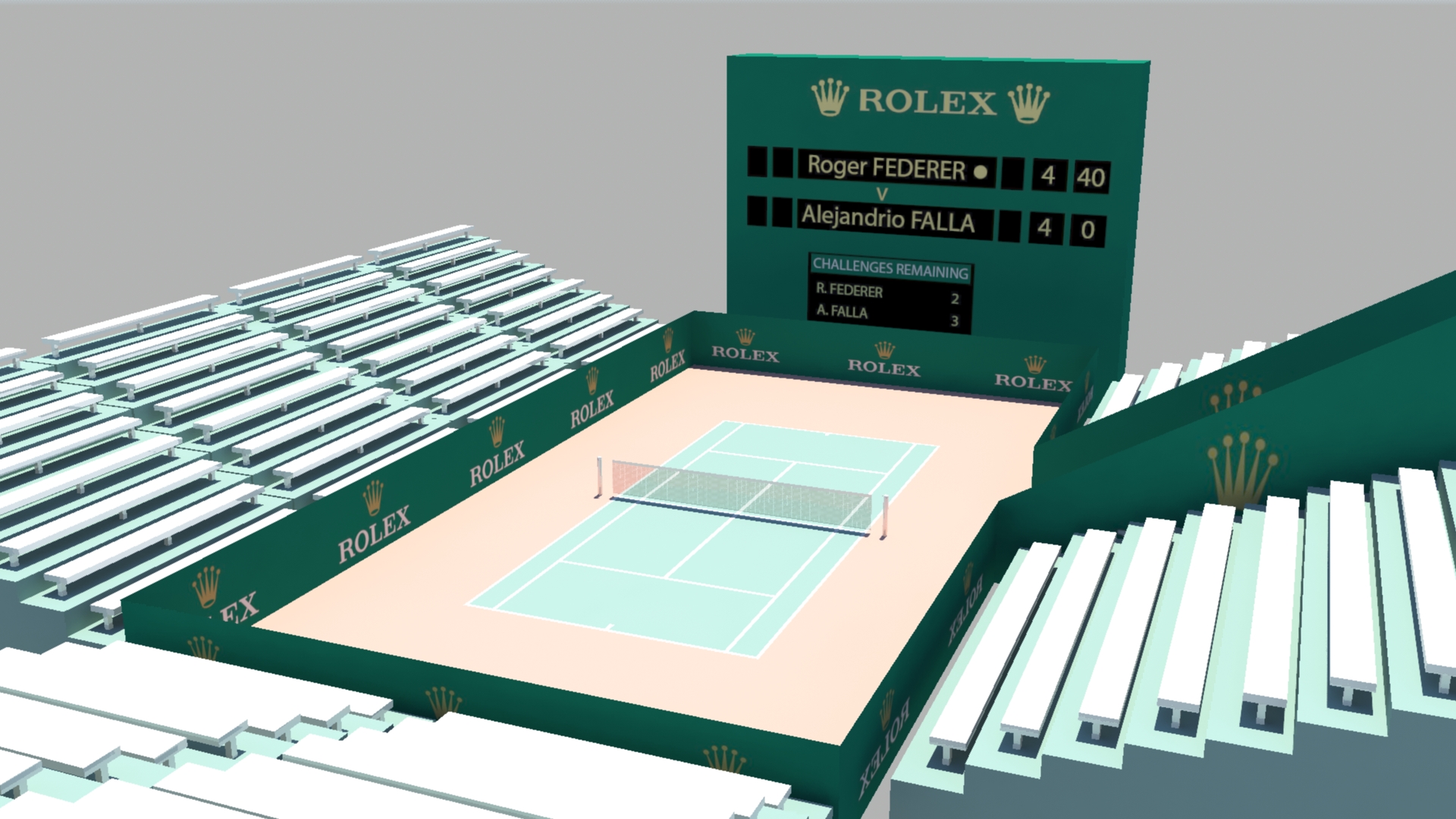 3D render of a tennis court environment